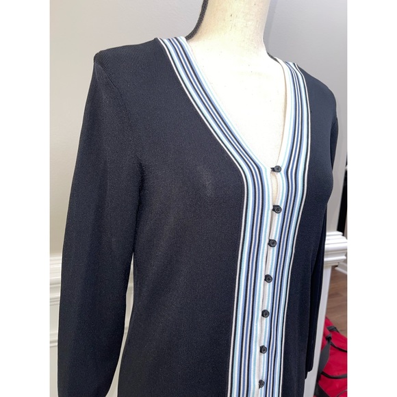 Women’s Willi Smith Black Striped Button Down Sweater 💙 - Picture 5 of 17